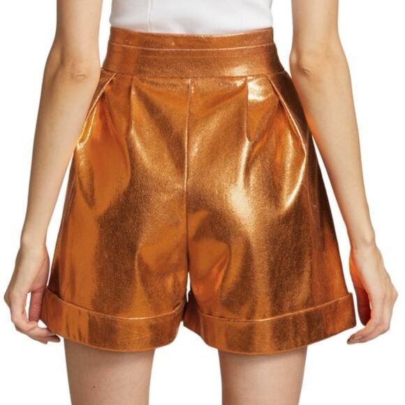 KIMBERLY GOLDSON Women’s Lizzie Pleated Metallic Shorts Copper Sz 4 - Picture 3 of 7